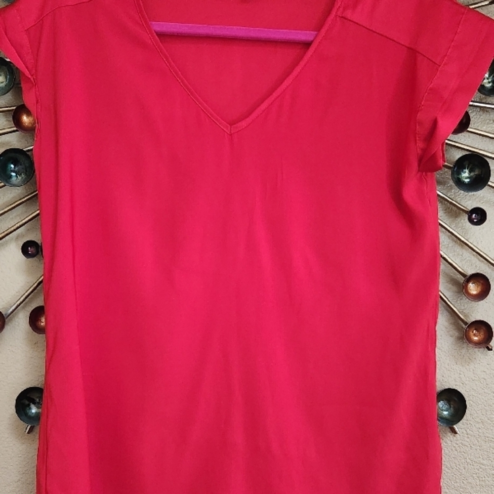 Women's Red V-Neck Top